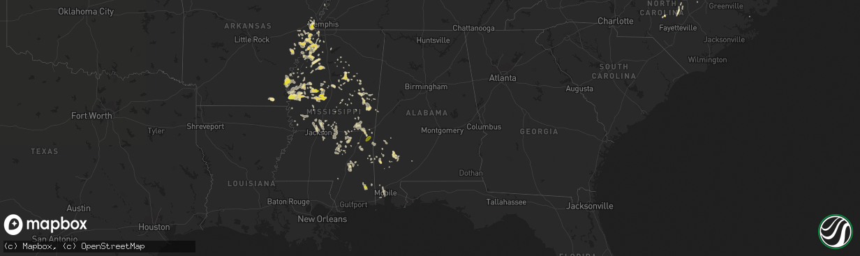 Hail map in Alabama on June 16, 2017