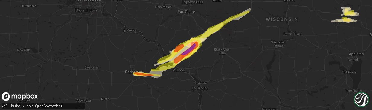 Hail map in Arcadia, WI on June 16, 2017