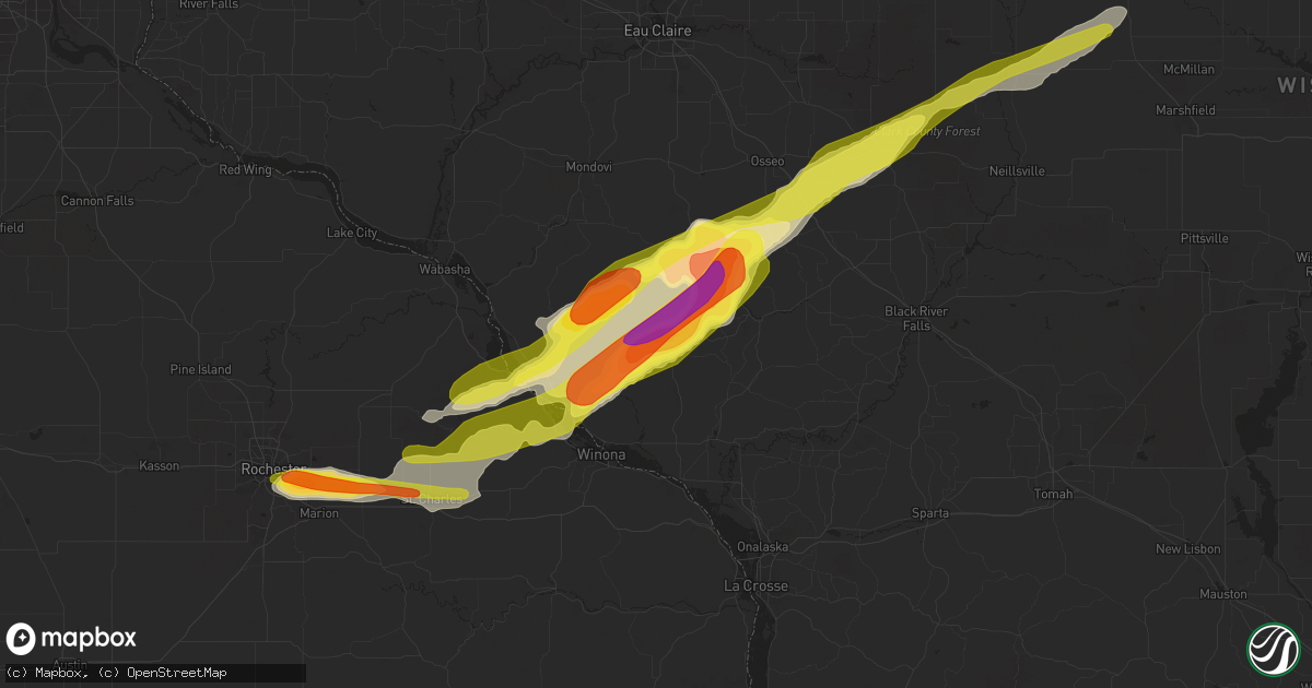 Hail map in Arcadia, WI on June 16, 2017