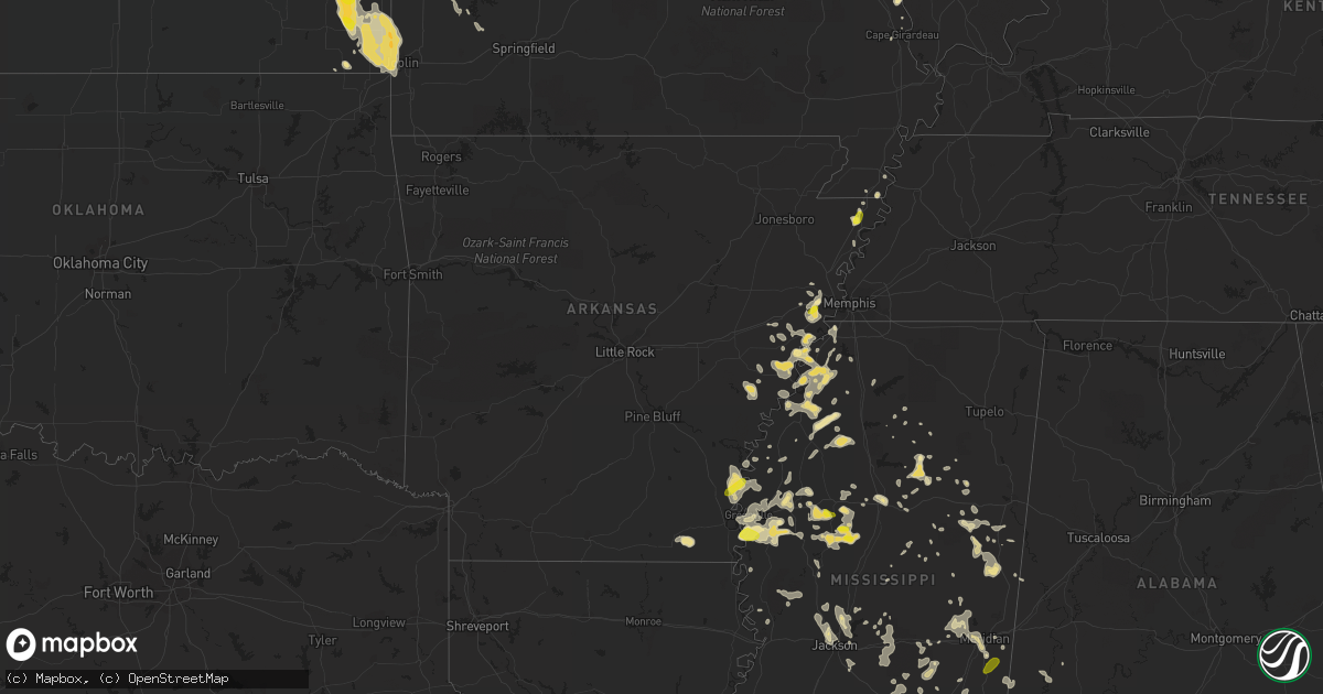 Hail map in Arkansas on June 16, 2017