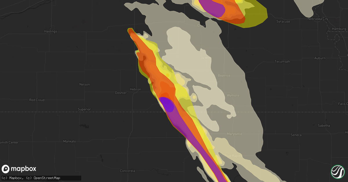 Hail map in Fairbury, NE on June 16, 2017
