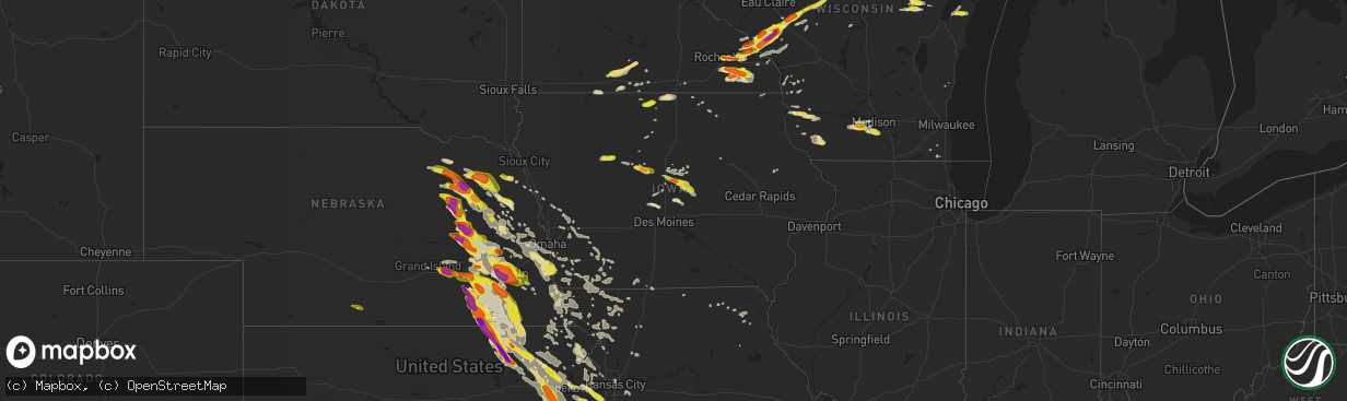 Hail map in Iowa on June 16, 2017