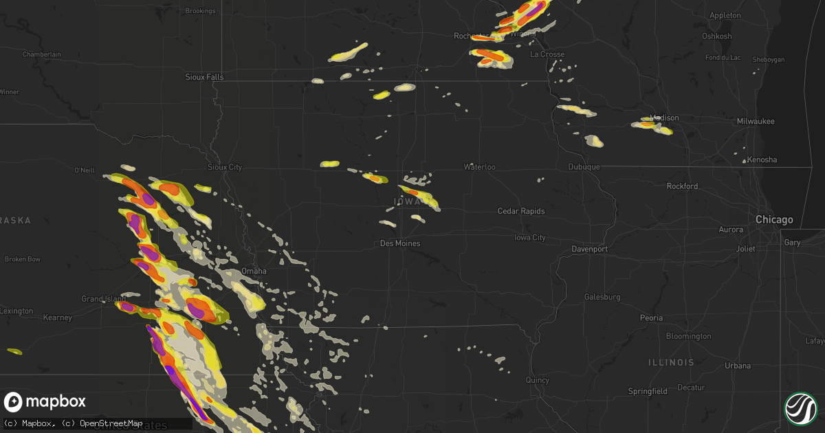 Hail map in Iowa on June 16, 2017