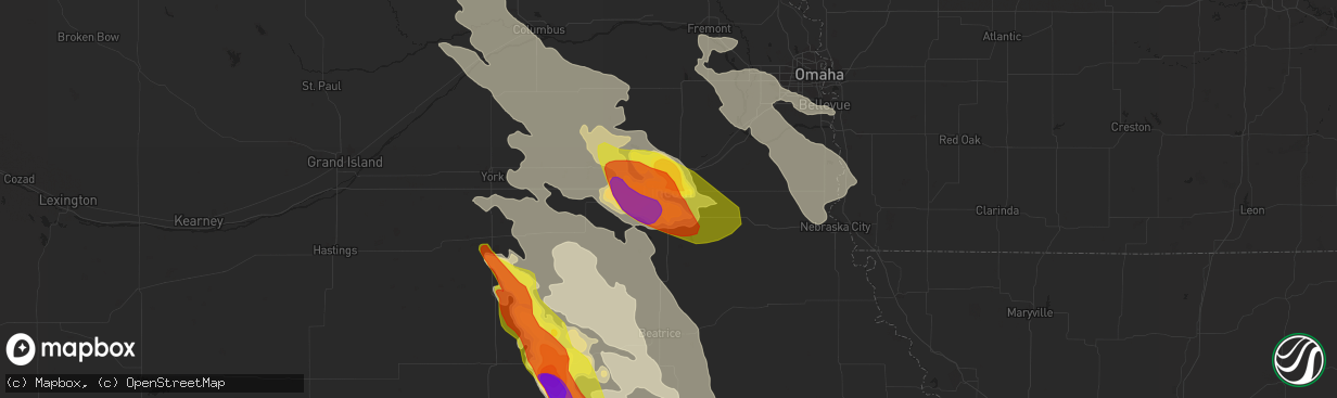 Hail map in Lincoln, NE on June 16, 2017