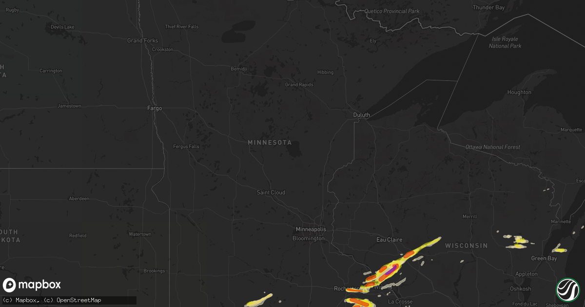Hail map in Minnesota on June 16, 2017