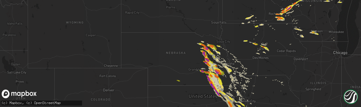 Hail map in Nebraska on June 16, 2017