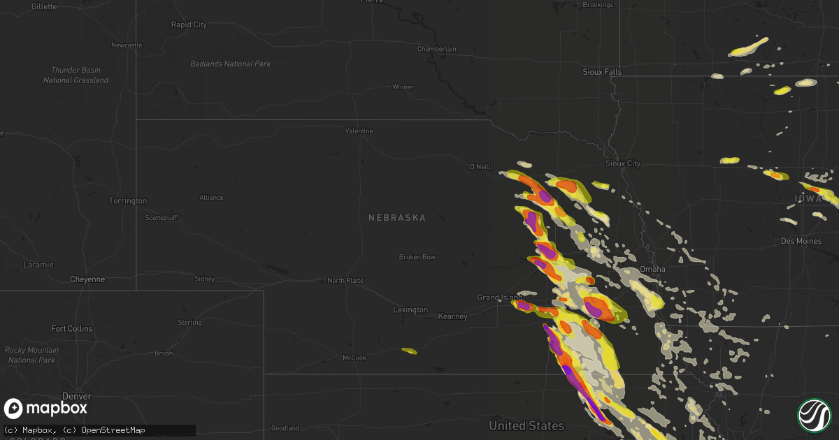 Hail map in Nebraska on June 16, 2017