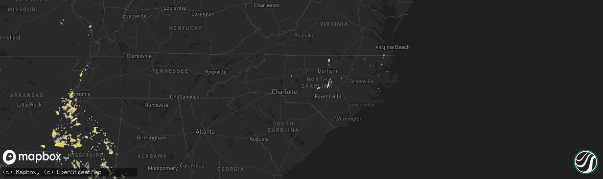 Hail map in North Carolina on June 16, 2017