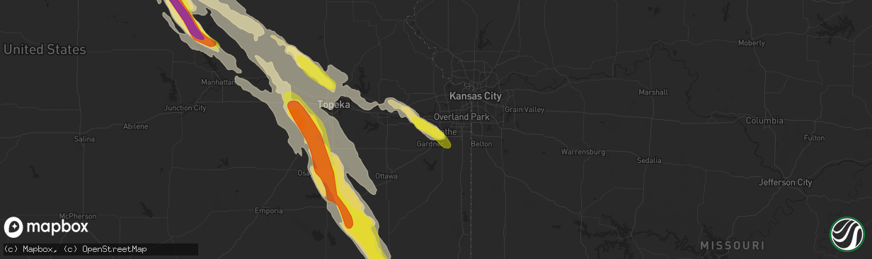 Hail map in Olathe, KS on June 16, 2017