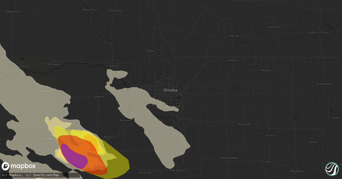 Hail map in Omaha, NE on June 16, 2017