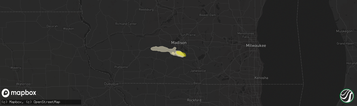 Hail map in Oregon, WI on June 16, 2017