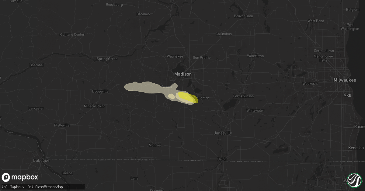 Hail map in Oregon, WI on June 16, 2017