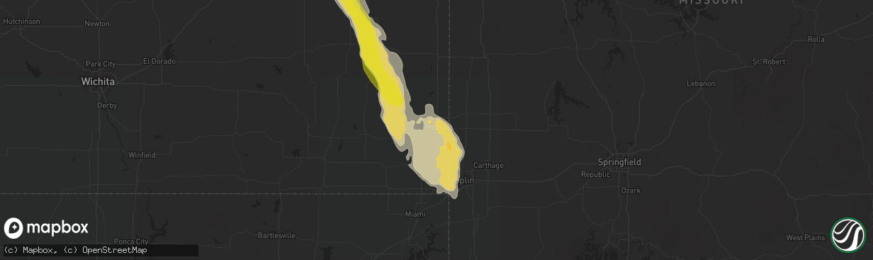 Hail map in Pittsburg, KS on June 16, 2017