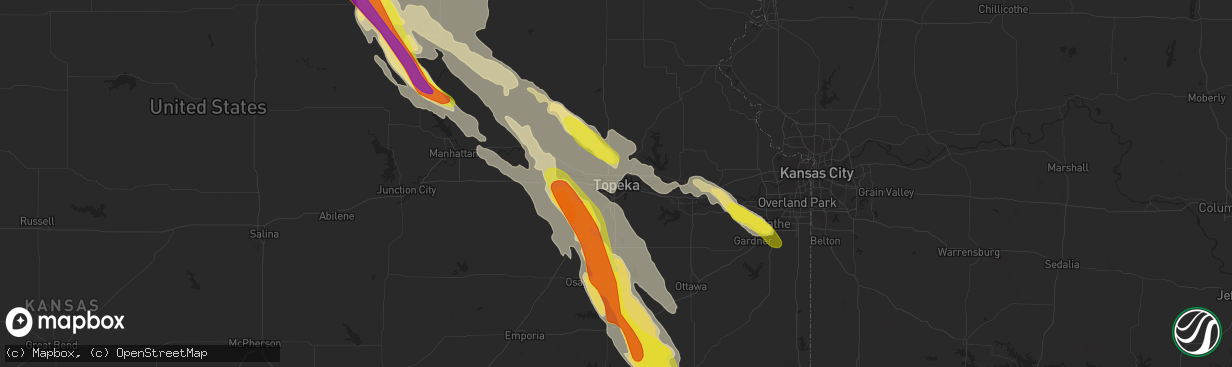 Hail map in Topeka, KS on June 16, 2017