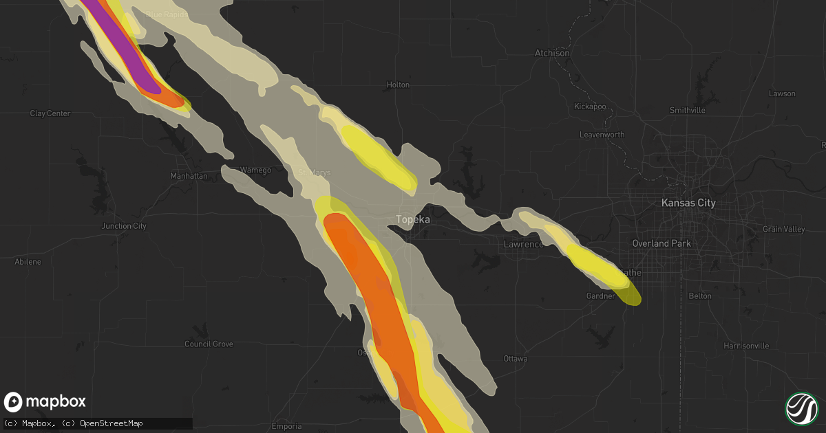Hail map in Topeka, KS on June 16, 2017