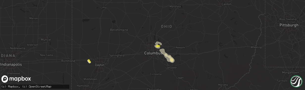 Hail map in Columbus, OH on June 16, 2018