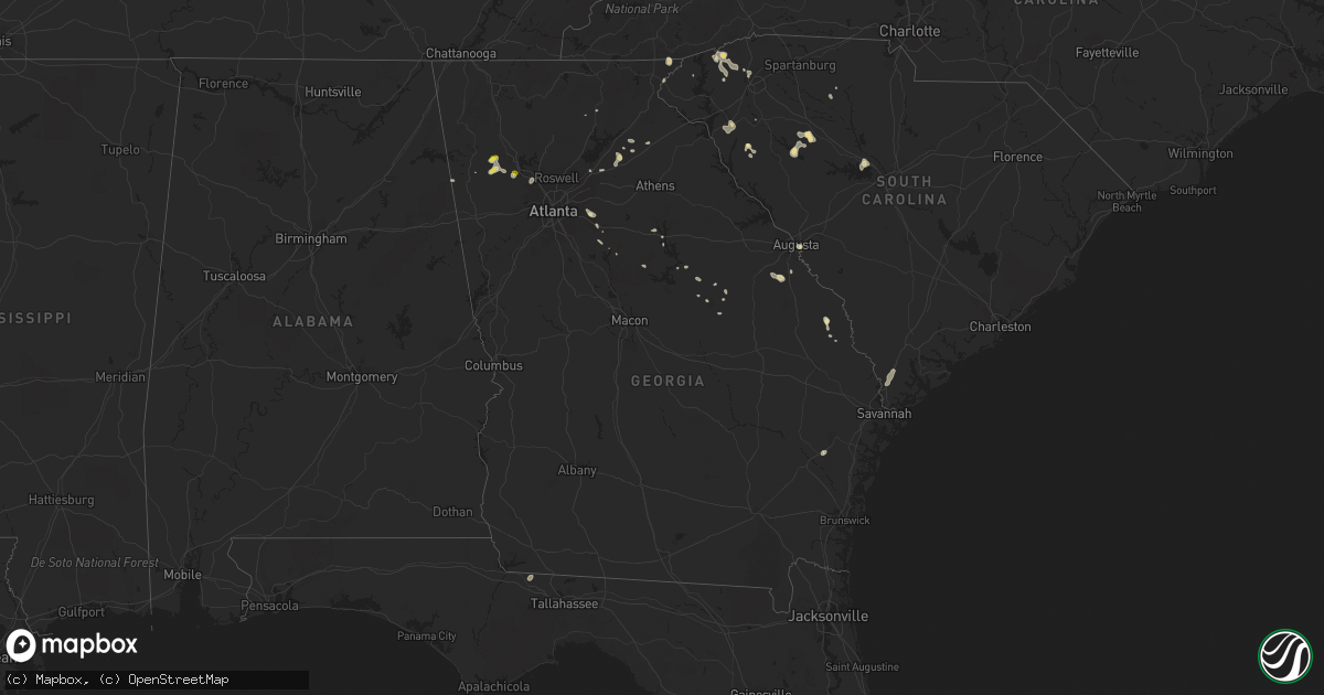 Hail map in Georgia on June 16, 2018