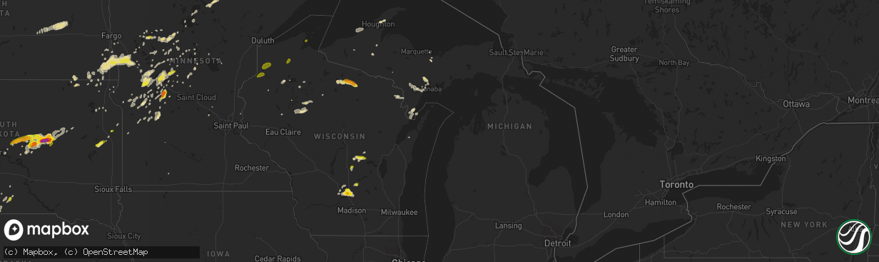 Hail map in Michigan on June 16, 2018