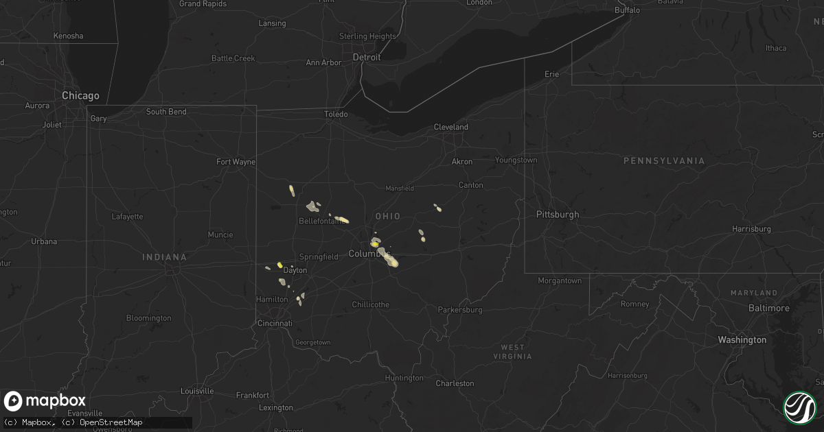 Hail map in Ohio on June 16, 2018