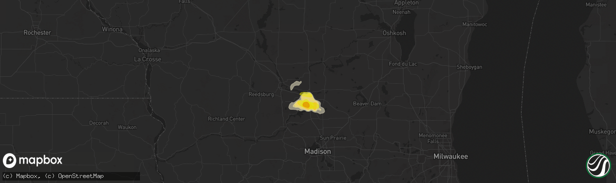 Hail map in Portage, WI on June 16, 2018