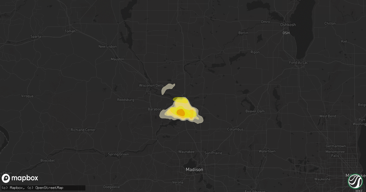 Hail map in Portage, WI on June 16, 2018