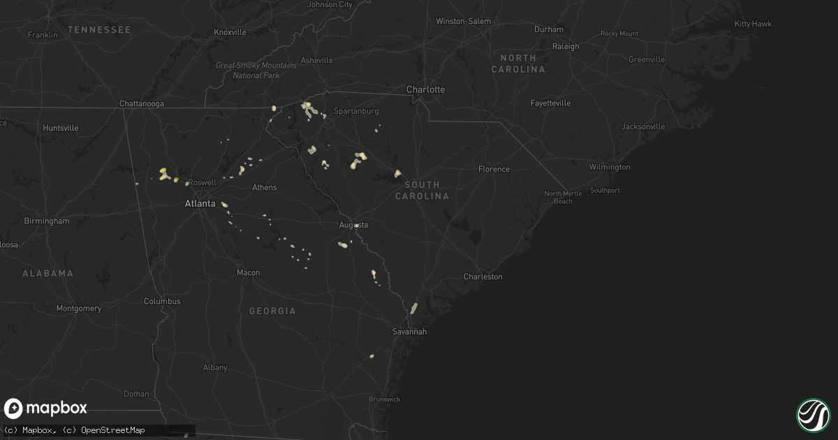 Hail map in South Carolina on June 16, 2018