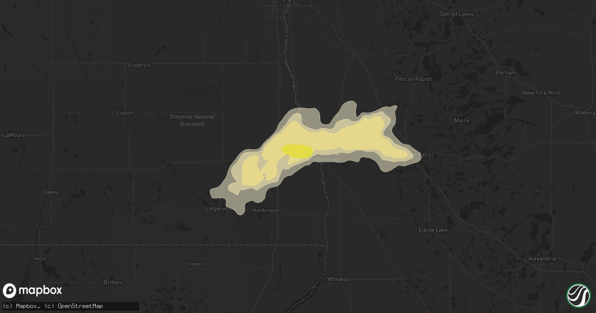 Hail map in Wahpeton, ND on June 16, 2018