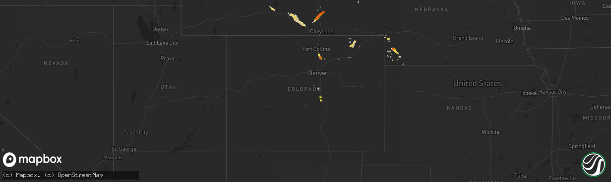 Hail map in Colorado on June 16, 2019