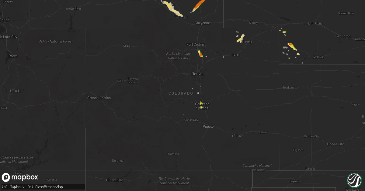 Hail map in Colorado on June 16, 2019