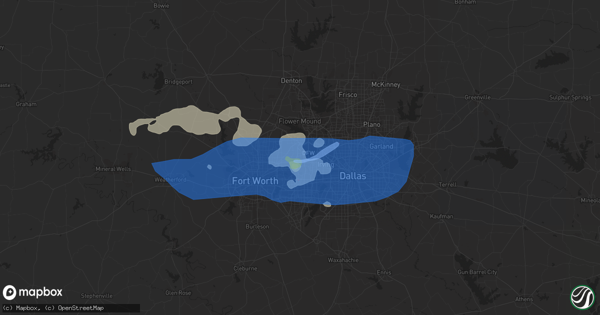 Hail map in Euless, TX on June 16, 2019