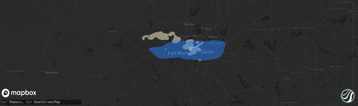 Hail map in Fort Worth, TX on June 16, 2019