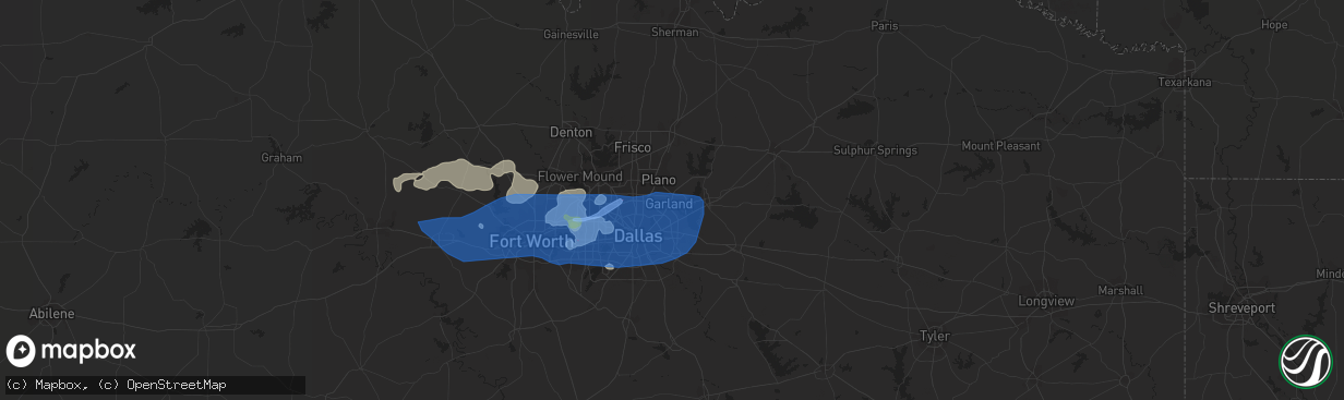 Hail map in Garland, TX on June 16, 2019