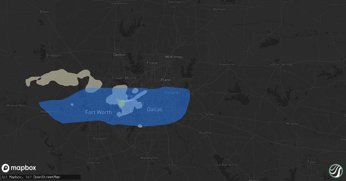 Hail map in Garland, TX on June 16, 2019