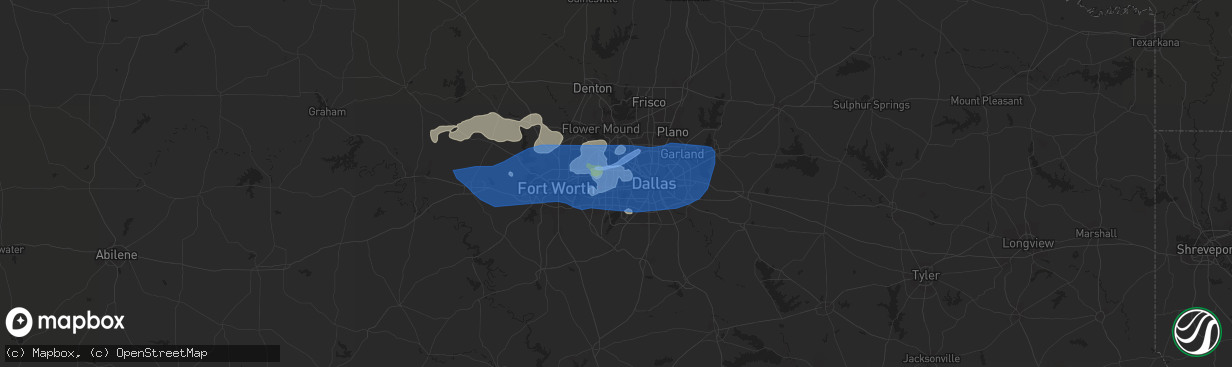 Hail map in Grand Prairie, TX on June 16, 2019