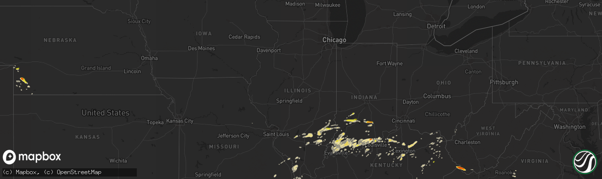 Hail map in Illinois on June 16, 2019