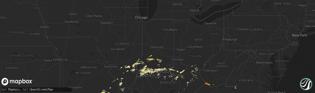 Hail map in Indiana on June 16, 2019