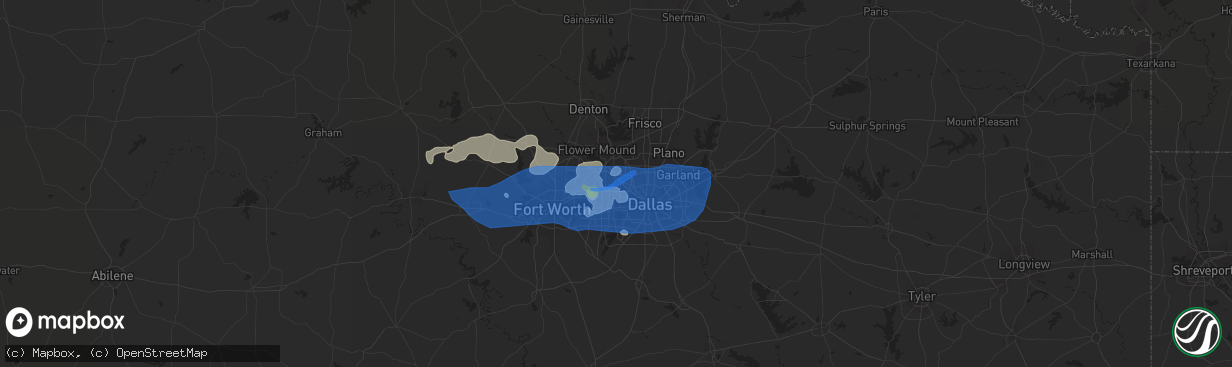 Hail map in Irving, TX on June 16, 2019