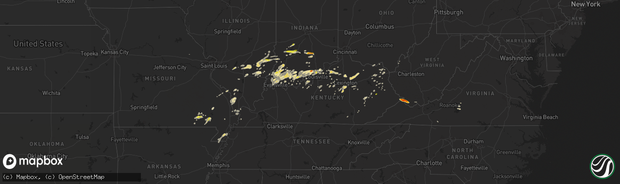 Hail map in Kentucky on June 16, 2019