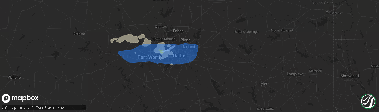 Hail map in Mesquite, TX on June 16, 2019