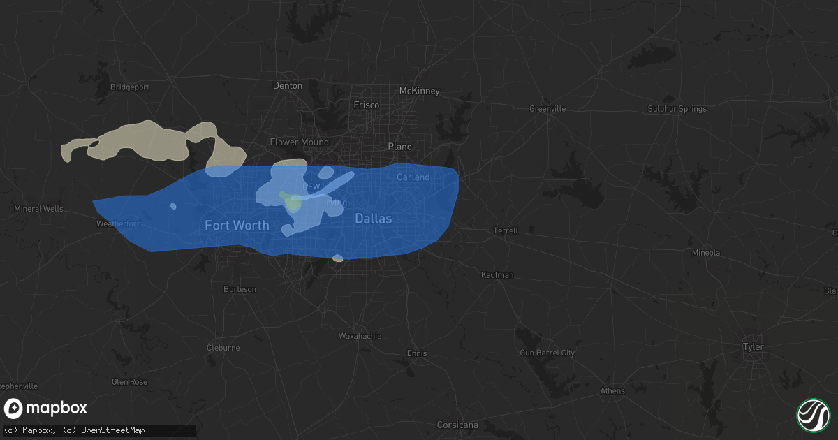 Hail map in Mesquite, TX on June 16, 2019