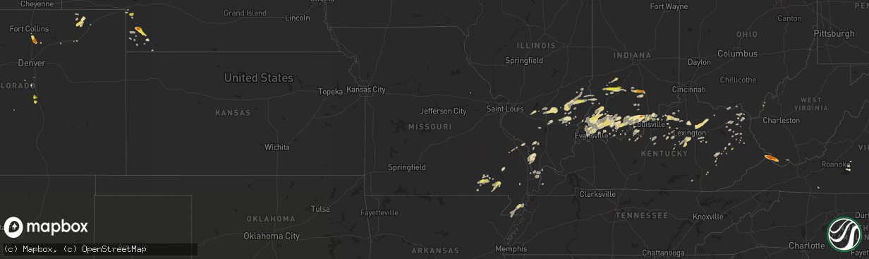 Hail map in Missouri on June 16, 2019