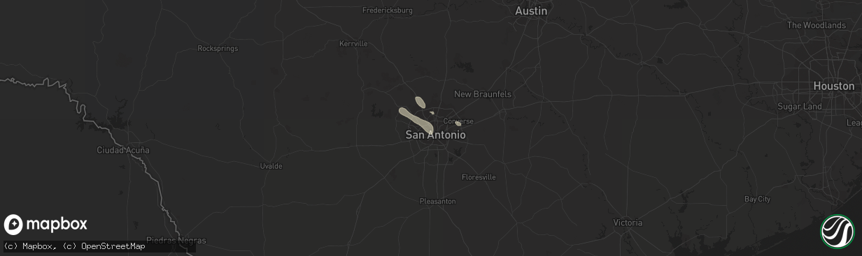 Hail map in San Antonio, TX on June 16, 2019