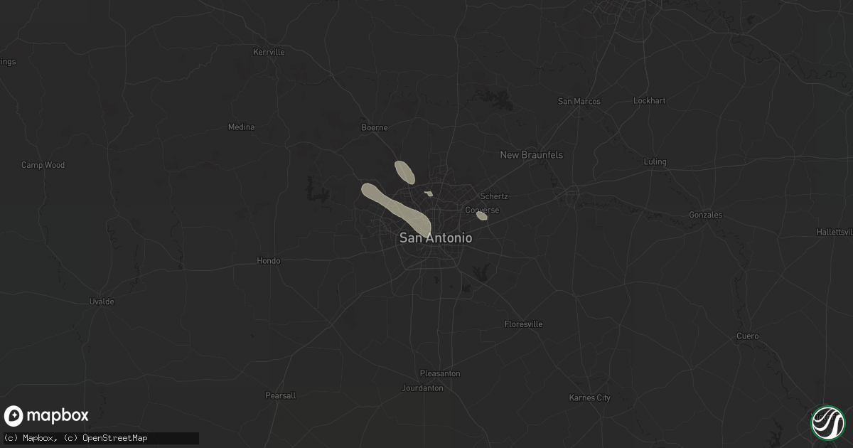 Hail map in San Antonio, TX on June 16, 2019