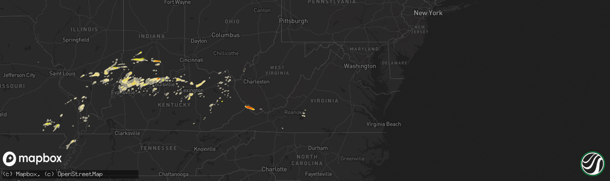 Hail map in Virginia on June 16, 2019