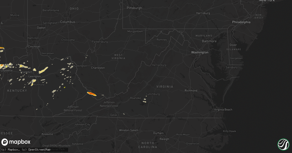 Hail map in Virginia on June 16, 2019