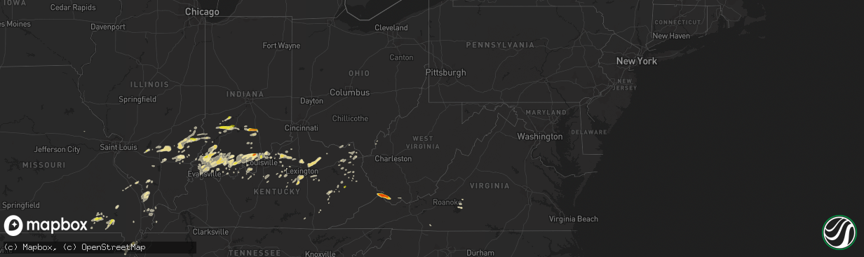 Hail map in West Virginia on June 16, 2019