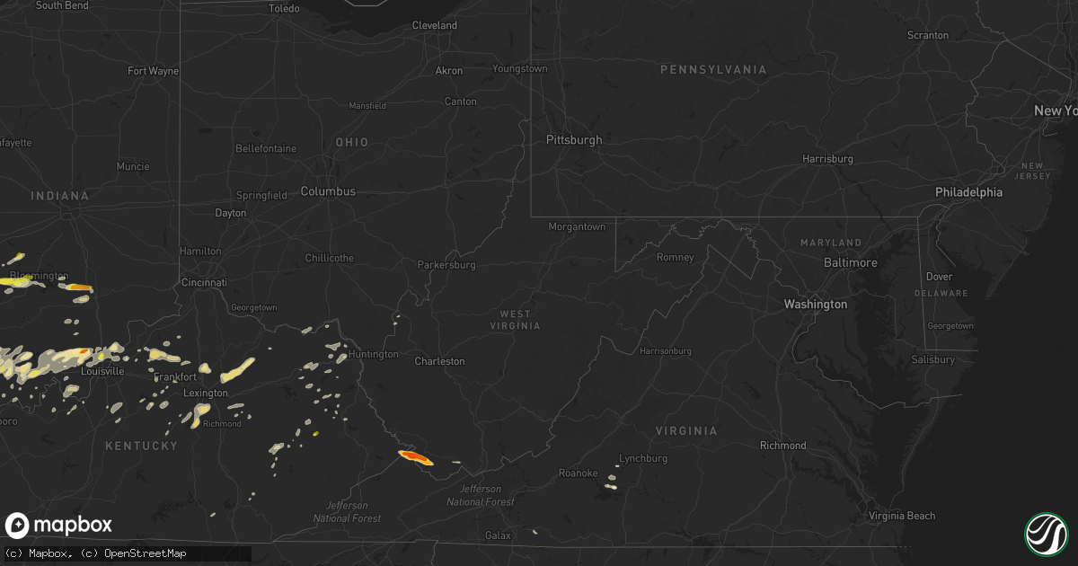 Hail map in West Virginia on June 16, 2019