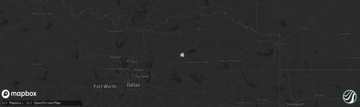 Hail map in Commerce, TX on June 16, 2020