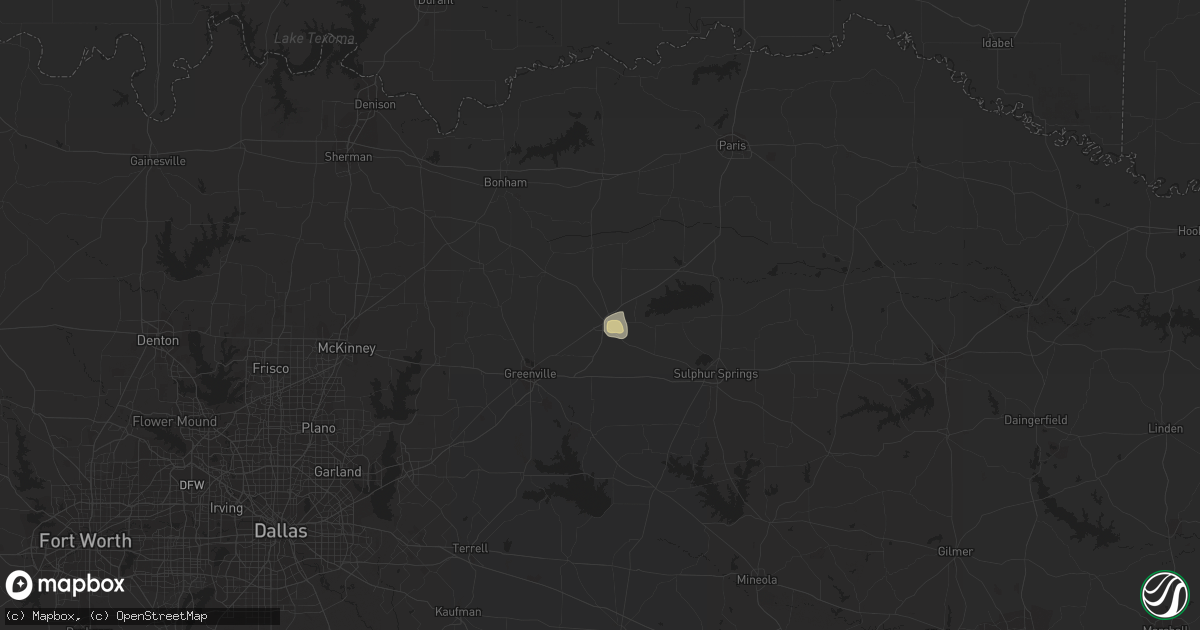 Hail map in Commerce, TX on June 16, 2020