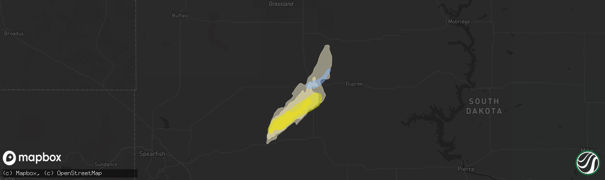 Hail map in Faith, SD on June 16, 2020